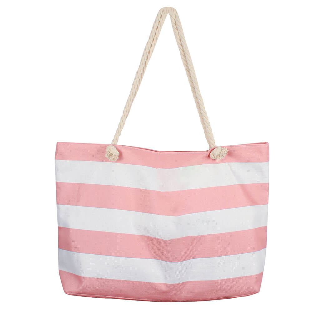 Borsa da spiaggia a strisce retrò con zip interno (70x42x15cm)