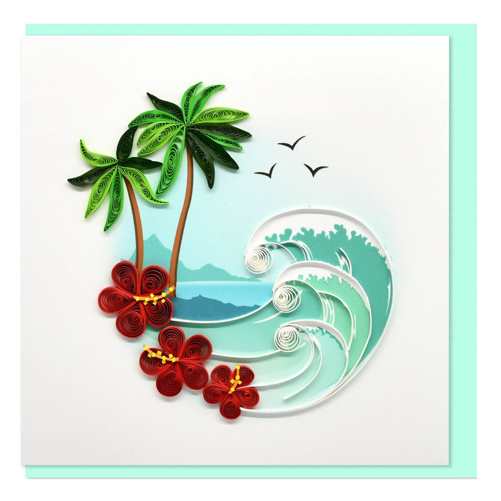 Quilled Beach Wave Greeting Card (15x15cm)