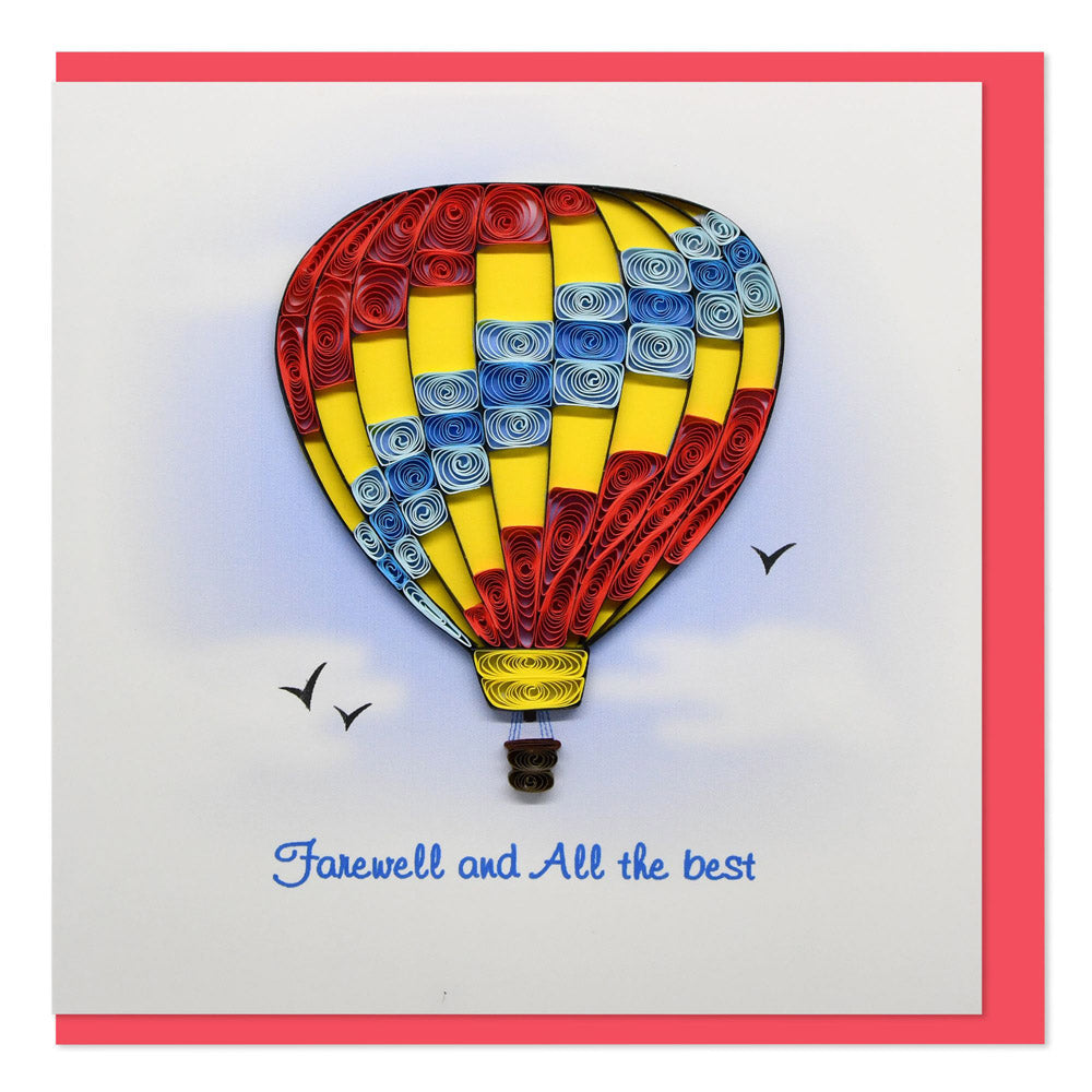 Quilled HotAir Balloon Farewell & All the Best Greeting Card