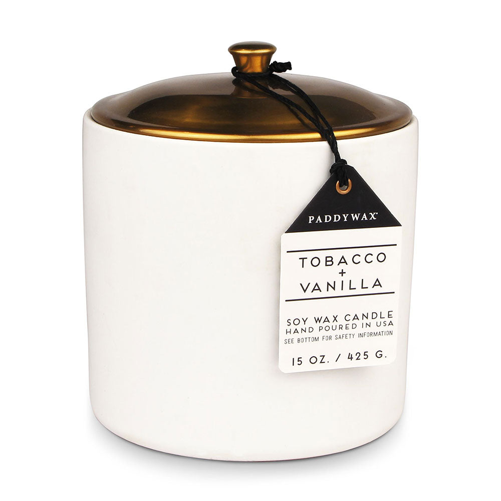 Candela vaniglia del tabacco Hygge in ceramica (bianco)