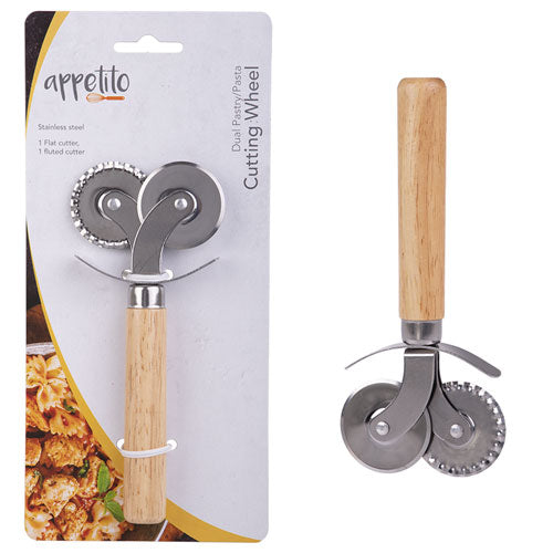 Appetito Stainless Steel Dual Pastry/Pasta Cutter Wheel