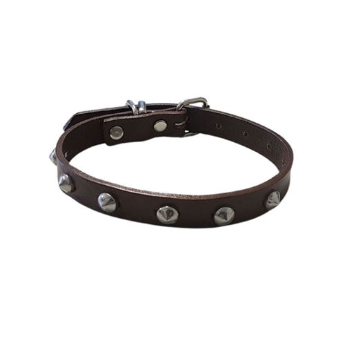 Leather Studded Collar (Brown)