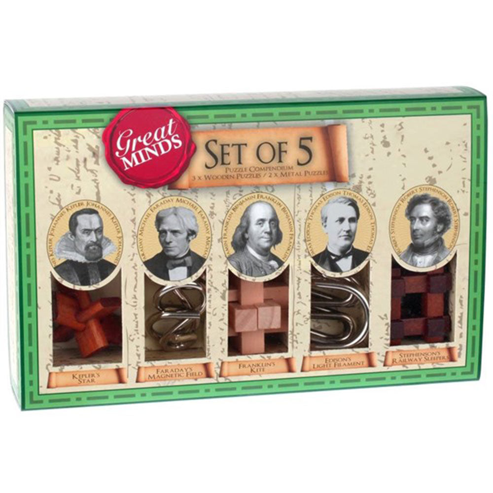 Great Minds Wood & Metal Brainreaser Puzzle 5pcs