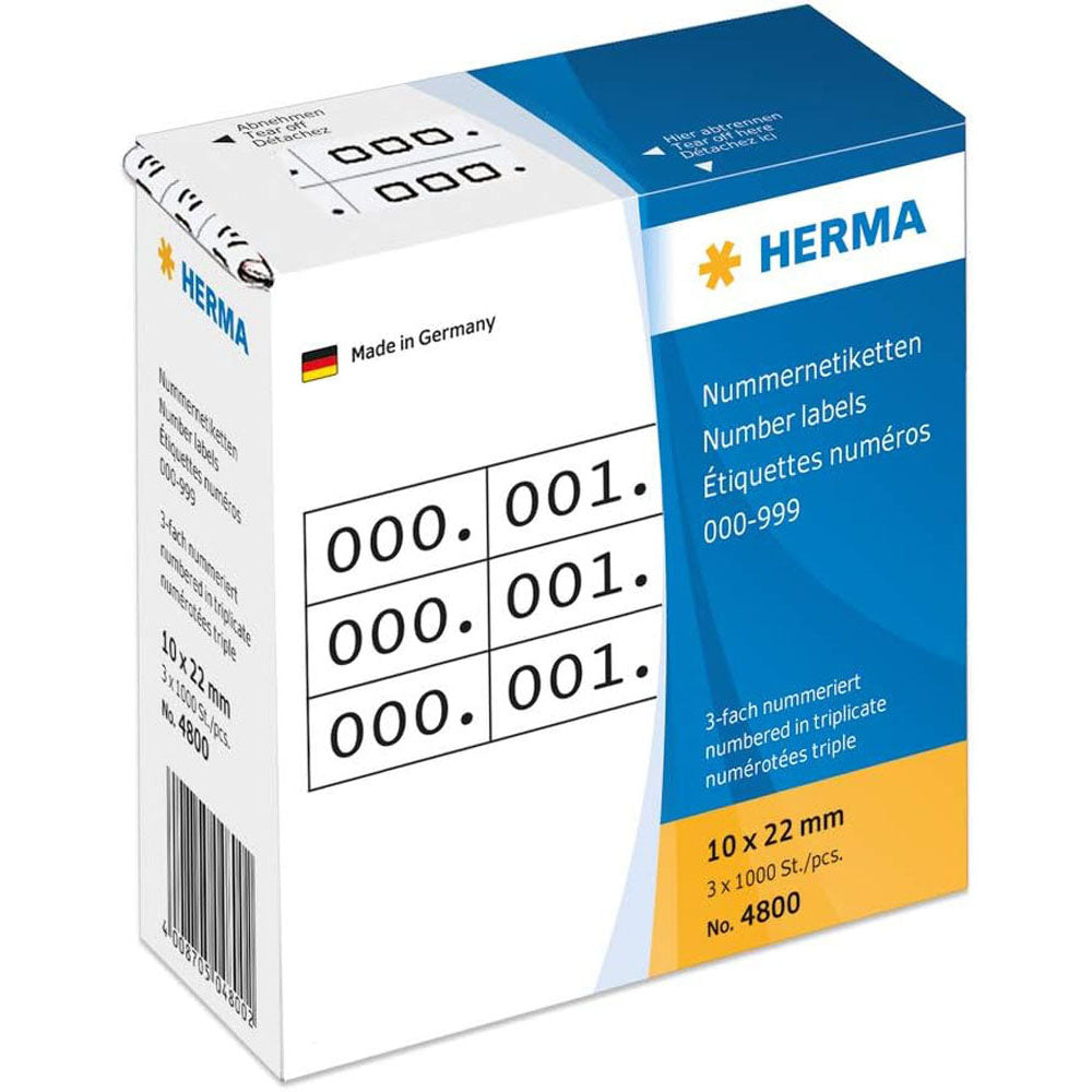 Herma Triplicate Number Labels 1000pc (10x22mm)