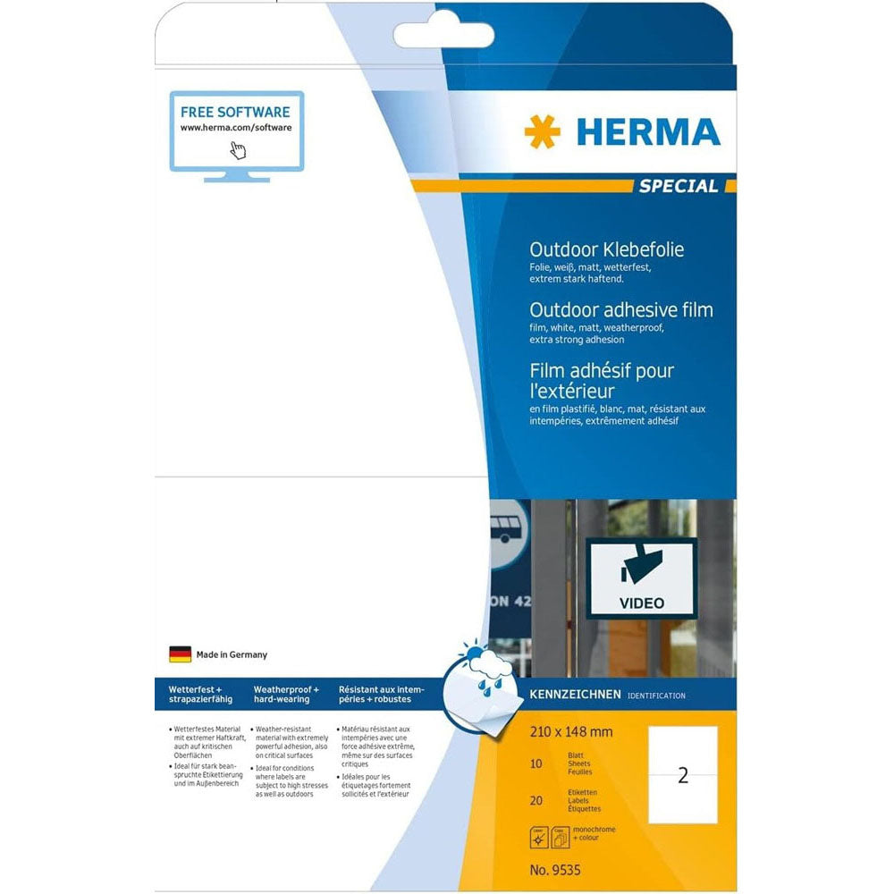 Herma Outdoor Film Labels A4 10pc (White)