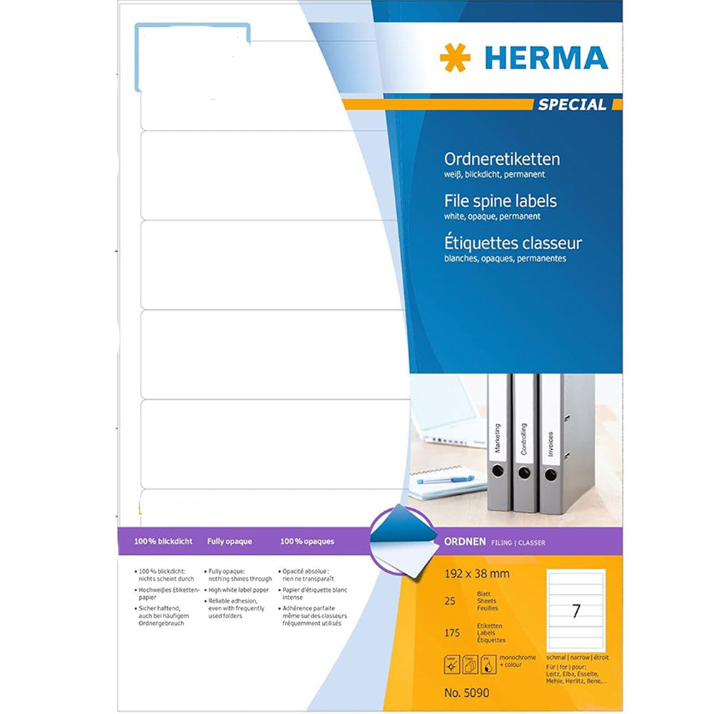 HERMA FILE SPINE UPAQUE MONEMELS A4 100PC (White)