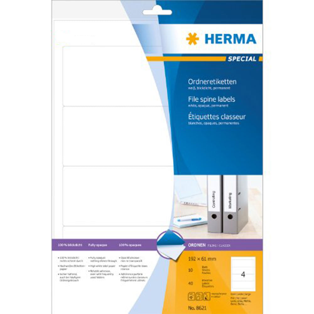 Herma File Spine Opaque Labels A4 10pc (White)