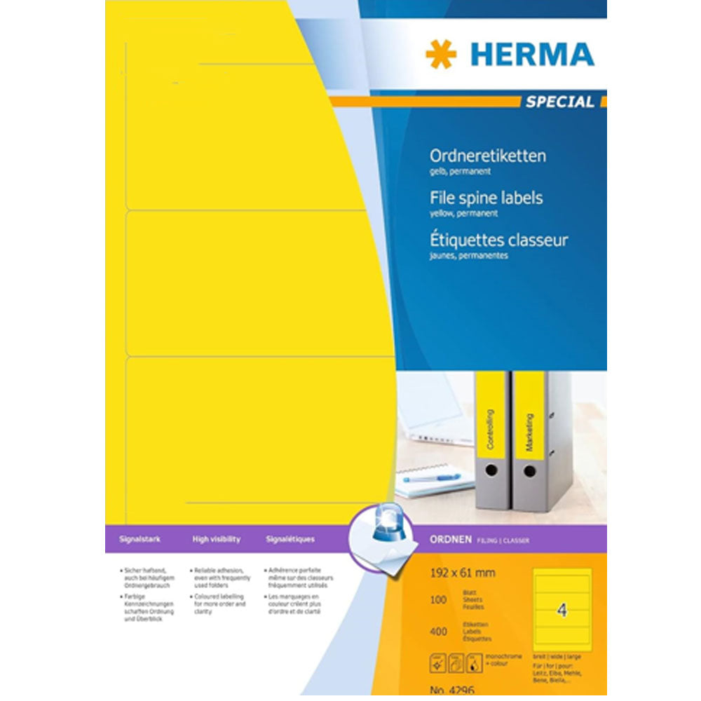 Herma Coloured File Spine Labels A4 100pc (192x61mm)