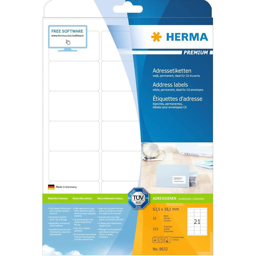 Herma Premium -adressetiketter A4 10 st