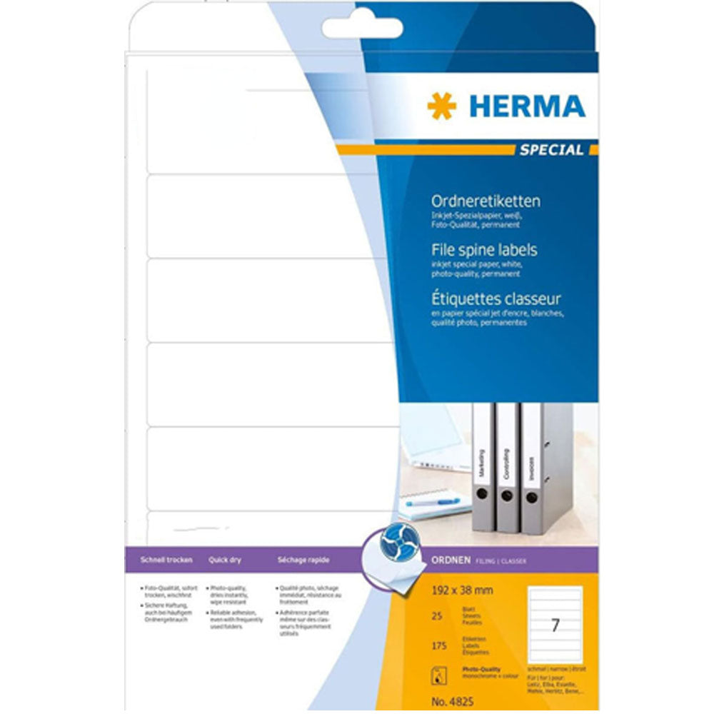 Herma File Spine Inkjet -etiketter A4 25pc (hvid)