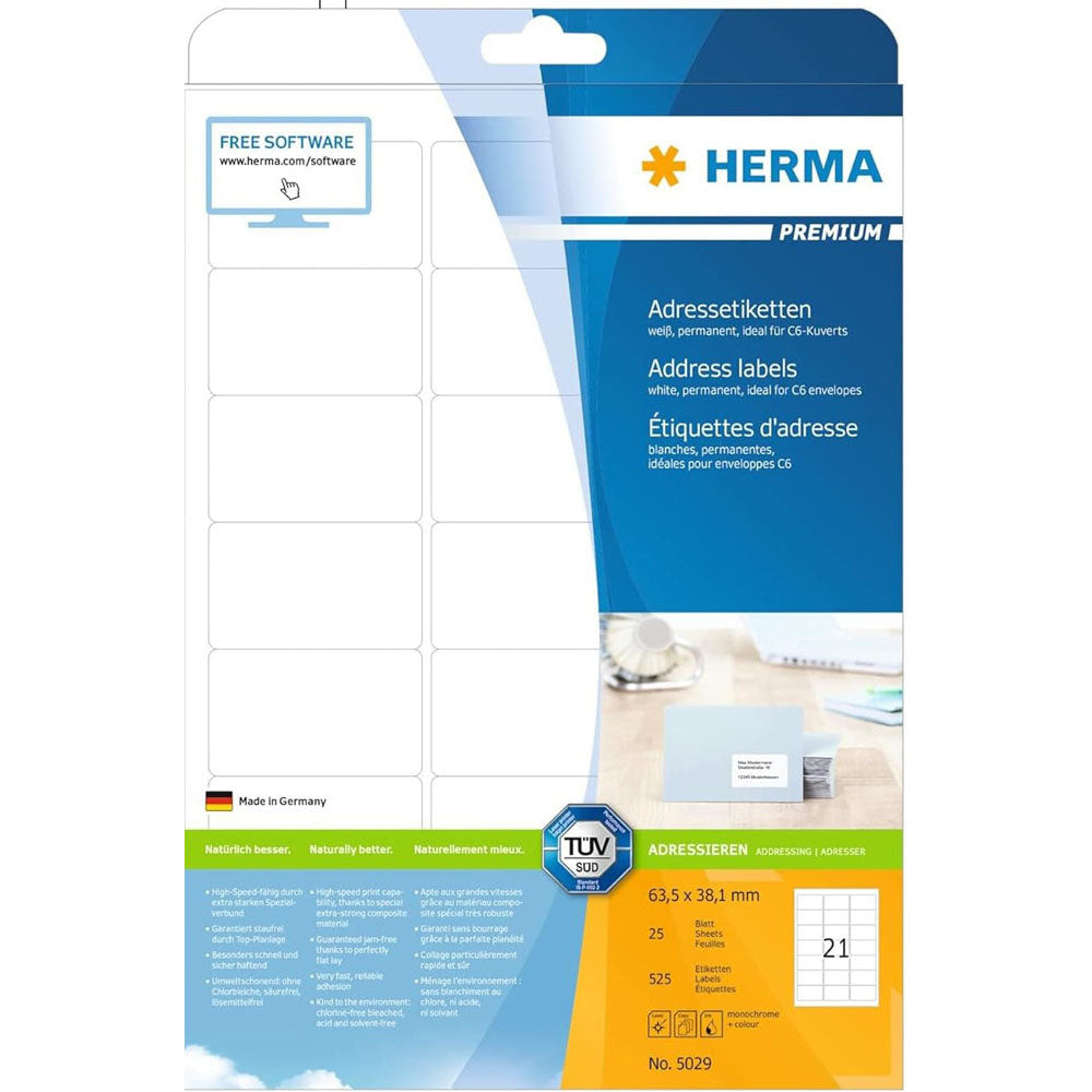 Herma Premium Address Labels A4 38.1mm 25pc