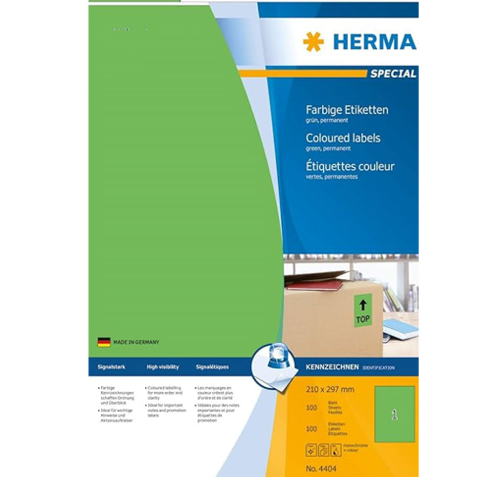 Herma farvede etiketter A4 100pc (210x297mm)