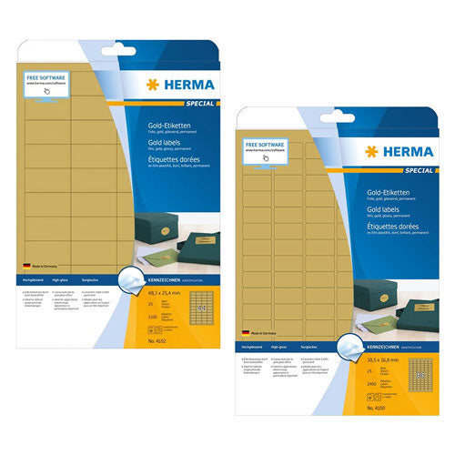 Herma Glossy Foil Labels A4 25pc (Gold)