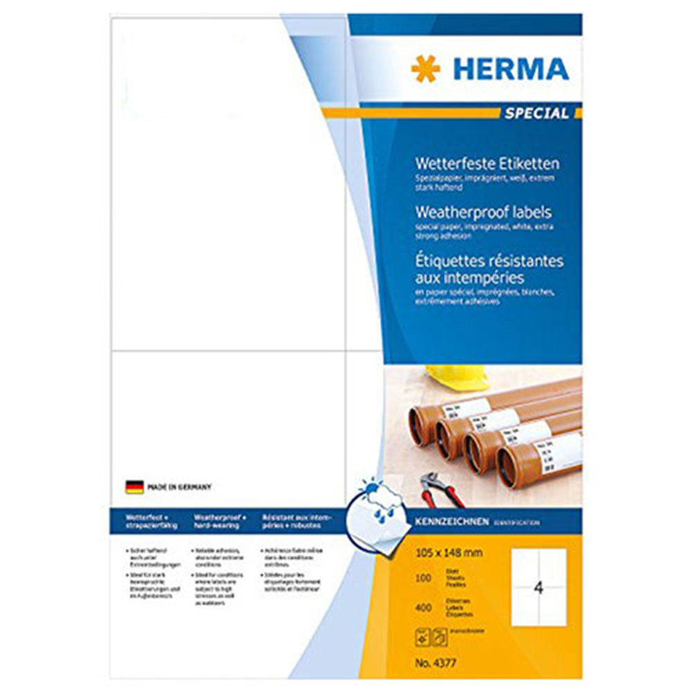 Herma impregnerade etiketter A4 100 st (vit)