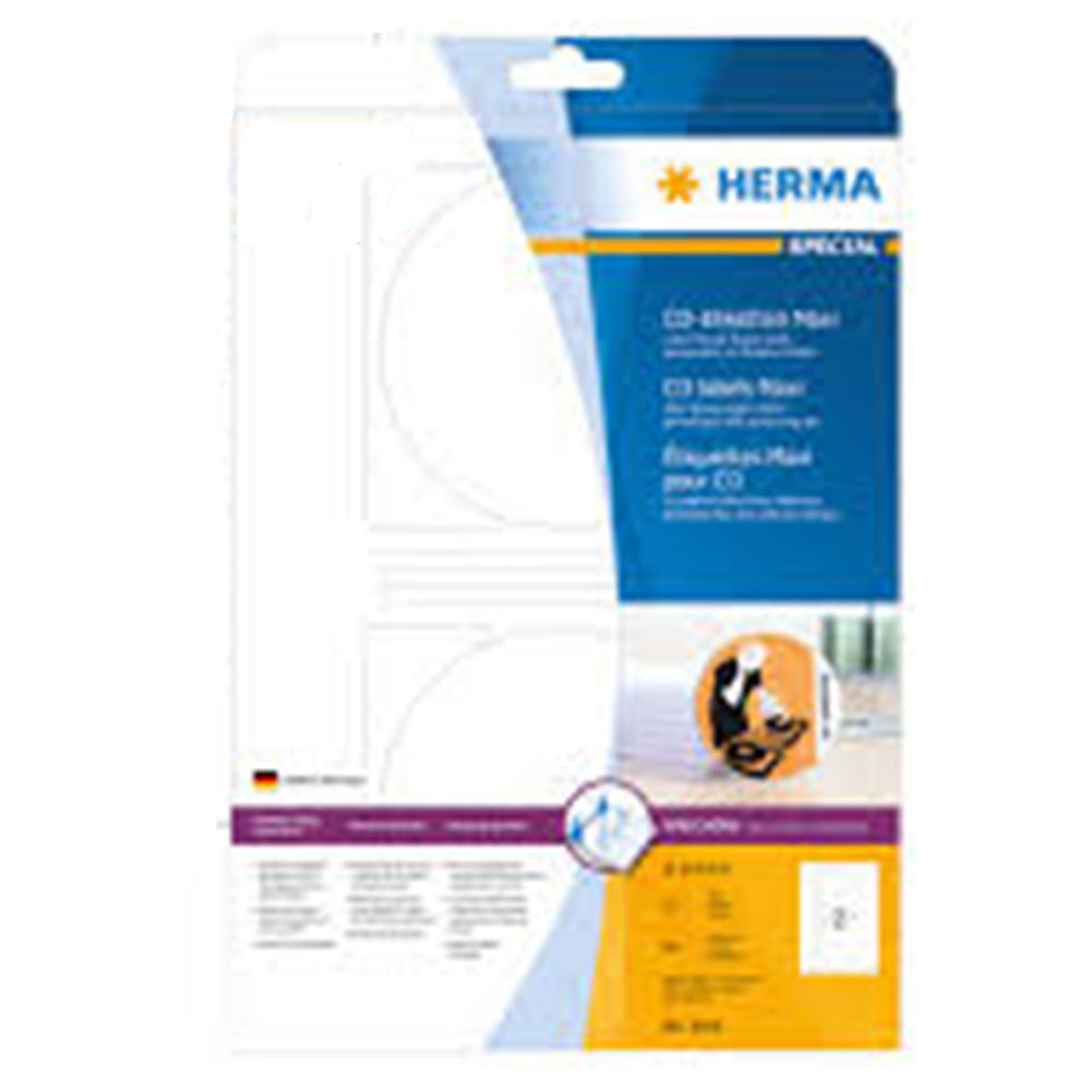 Herma uigennemsigtige cd -etiketter A4 White 10pc