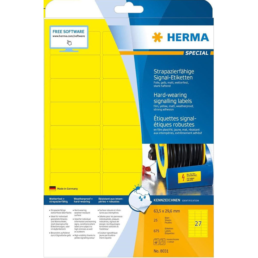 Herma Hard-Wearing Signalling Labels (Yellow)