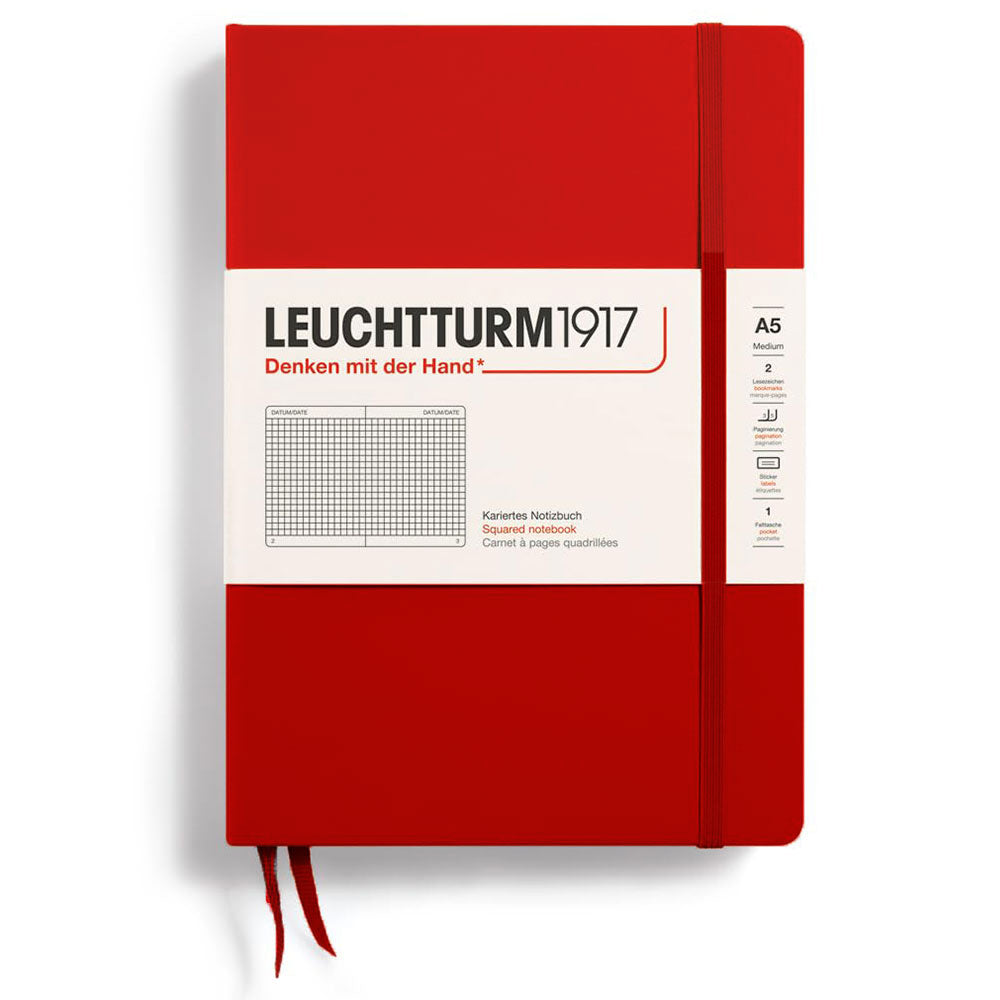 Leuchtturm Hardcover Squared Notebook A5 (rød)