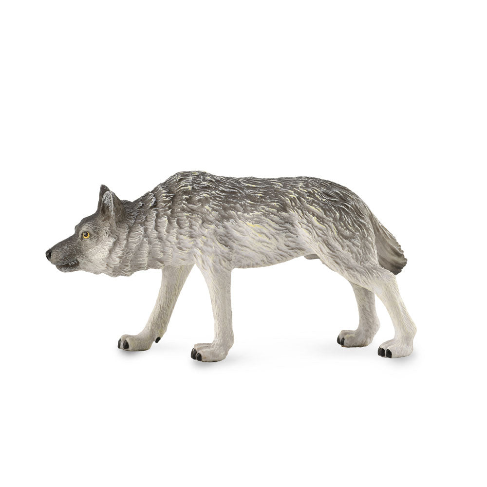 Figura de lobo de madeira colecionada (médio)