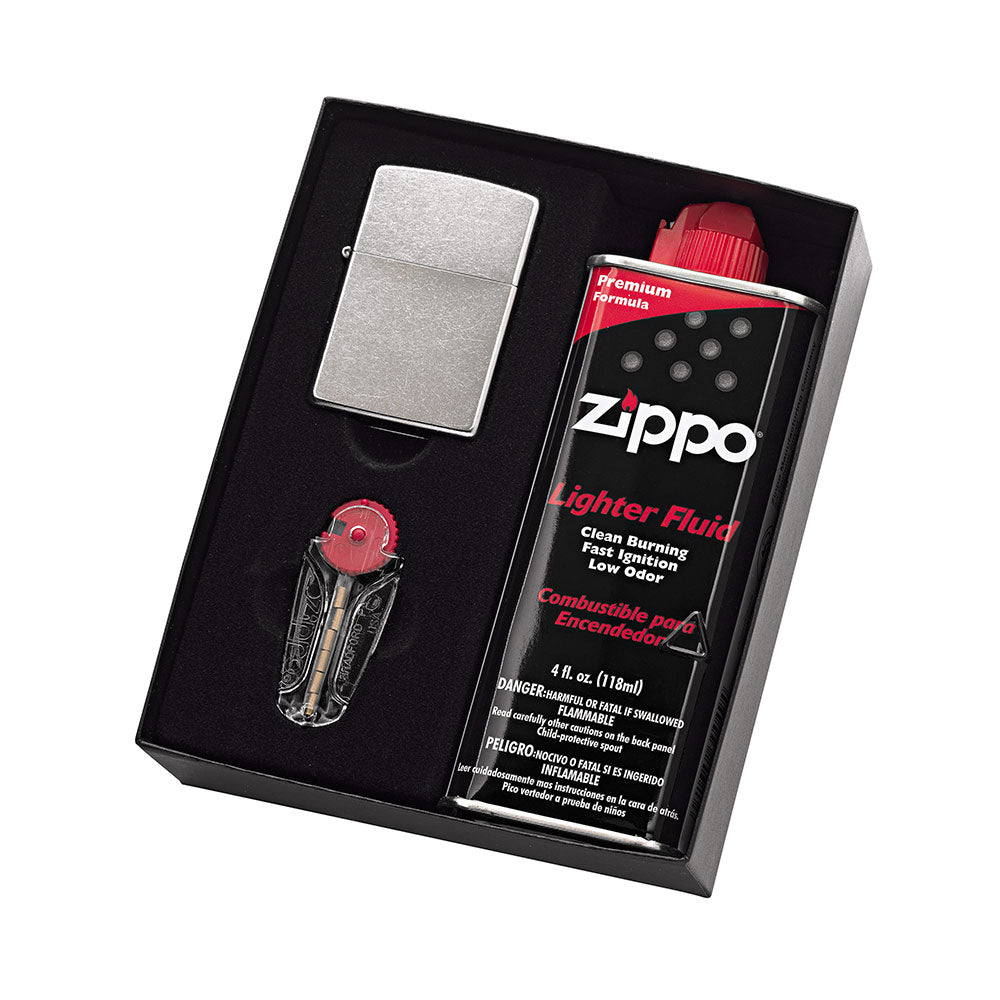 Zippo mais leve com pacote de presentes de fluido e flints