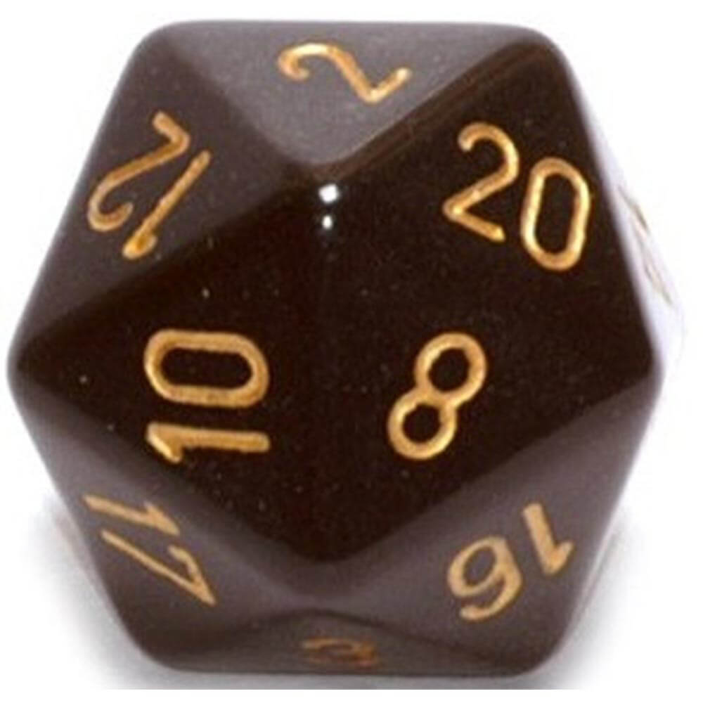 D20 terninger uigennemsigtige (34 mm)