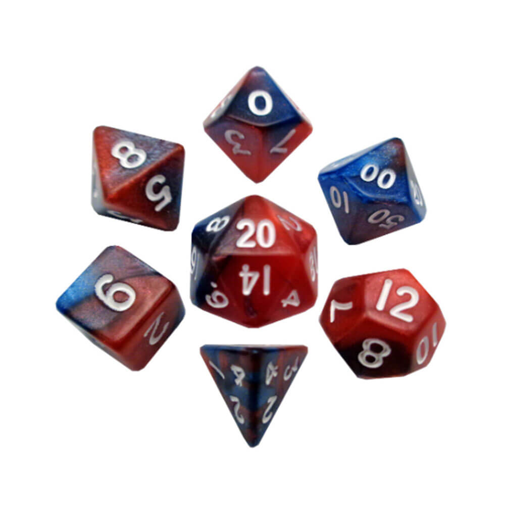 MDG Mini Poly Dice Set (W/ White No.)