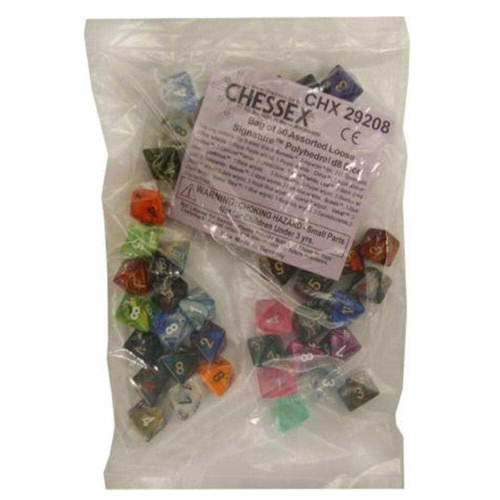 D8 DICE Assorteret Loose Polyhedral (50 terninger)