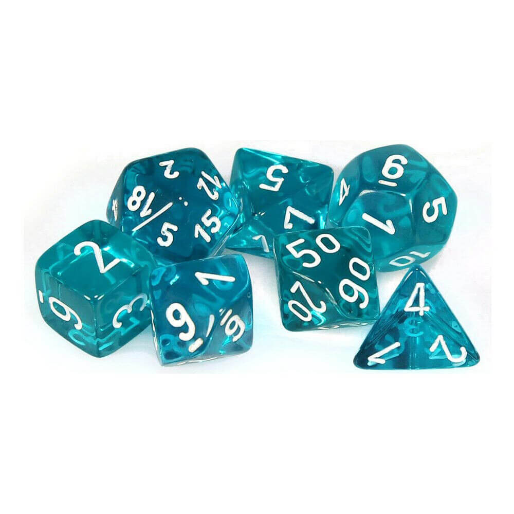 D7 die set terninger gjennomsiktig poly (7 terninger)