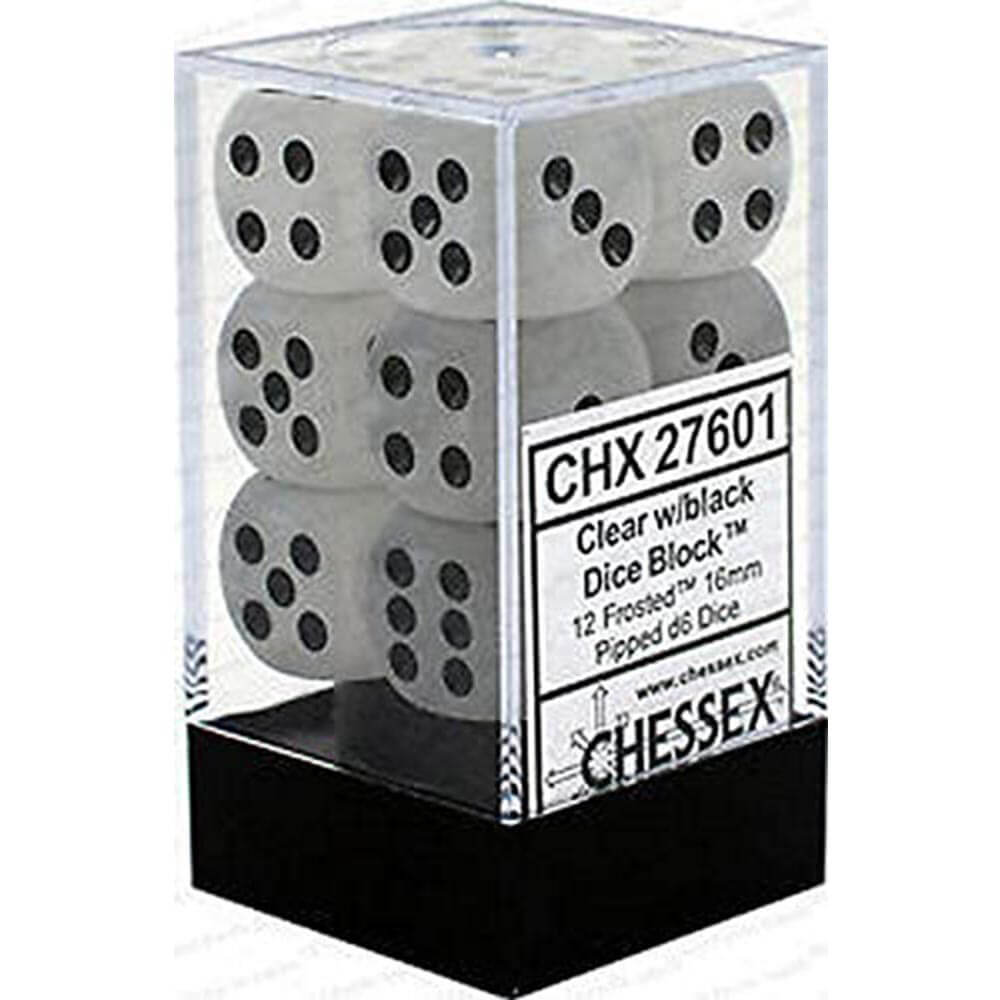 D6 DICE Folhed 16mm (12 dados)