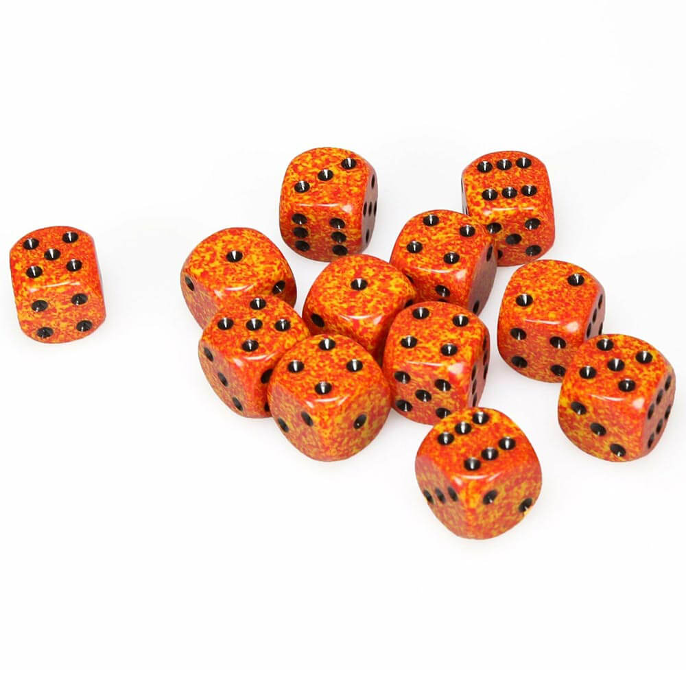 D6 dados moteados 16 mm (12 dados)