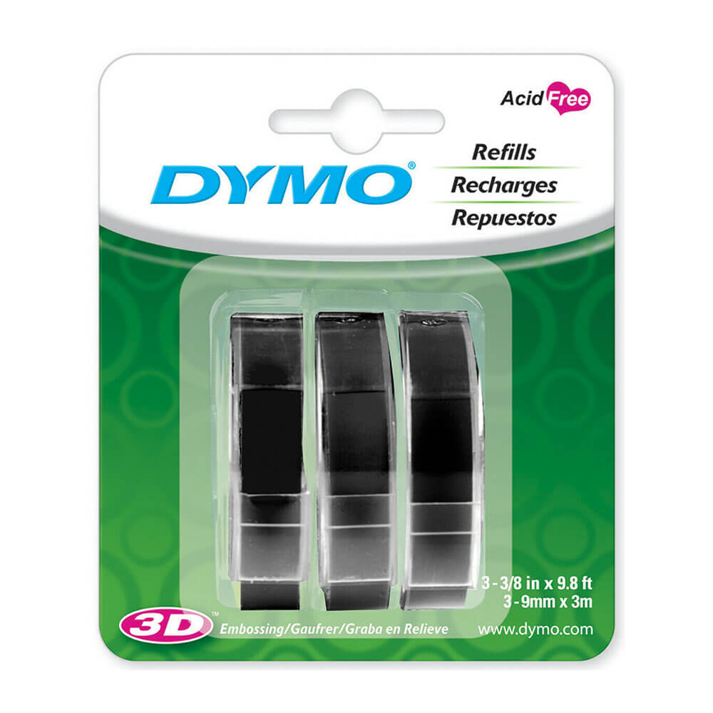 Dymo Embossing Tape Label 9mmx3m (3pk)