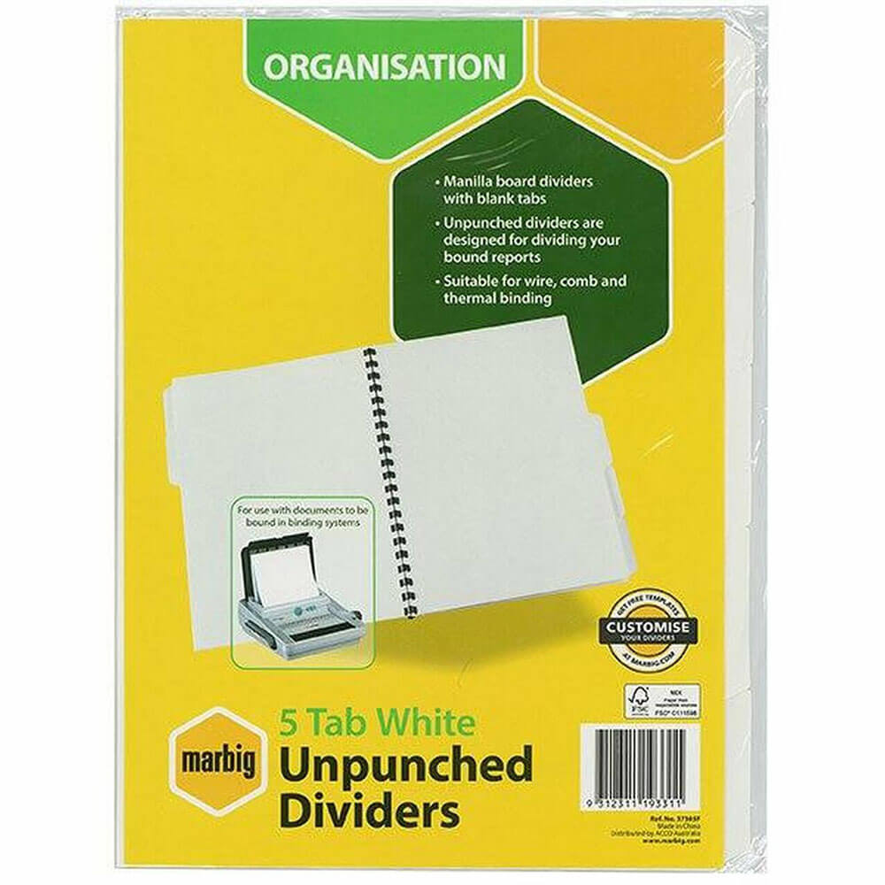 Marbig Unpunched Dividers A4 (wit)