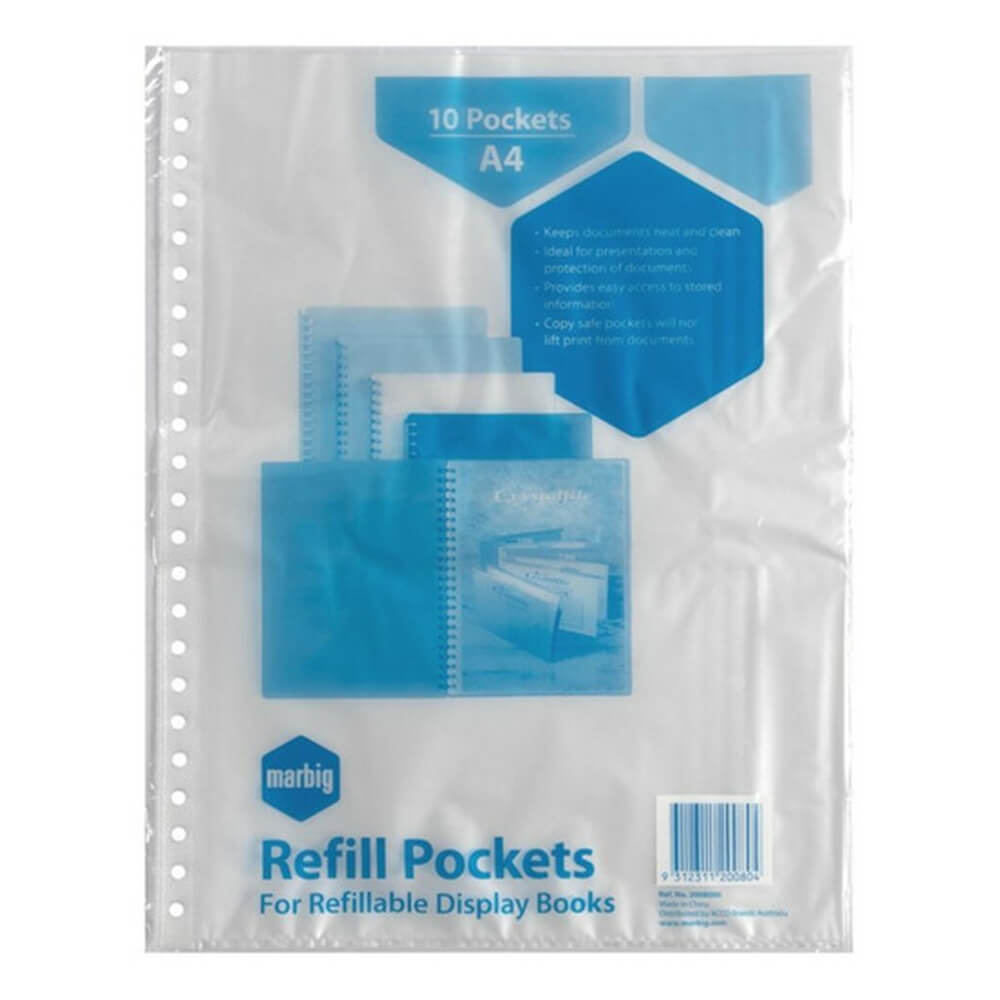 Marbig Display Book Furfill Pockets 10pk (A4)