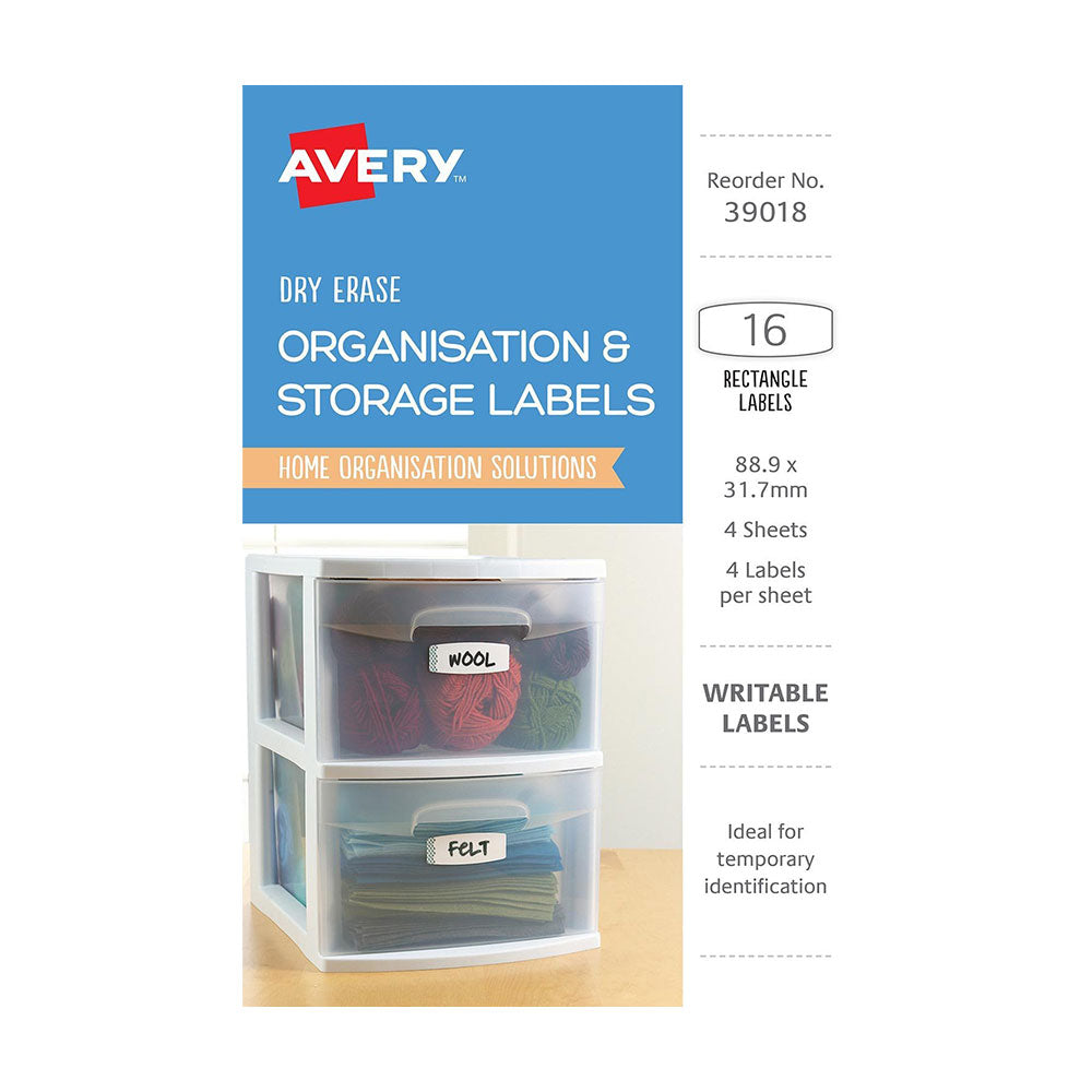 Avery Erase Organice Etiquetas 16pcs (89x32 mm)