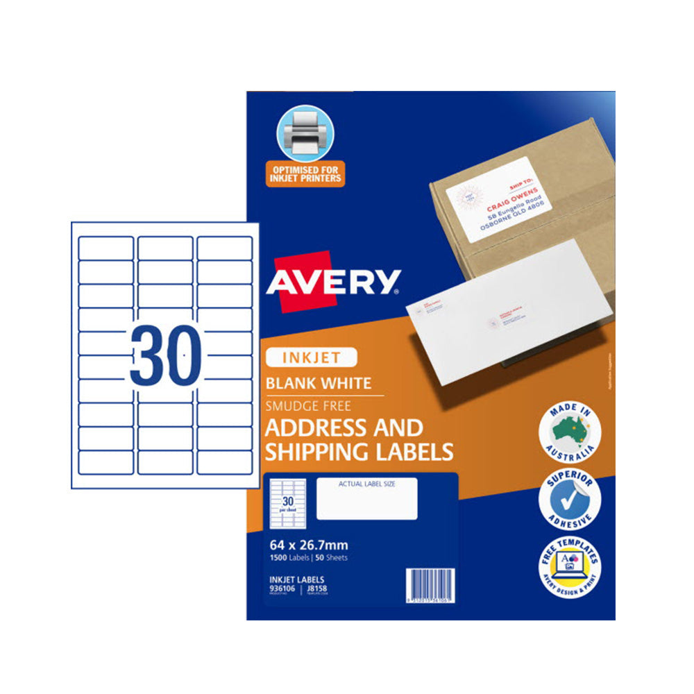 Avery Quick Peel Inkjet adressering av etikett 50pcs