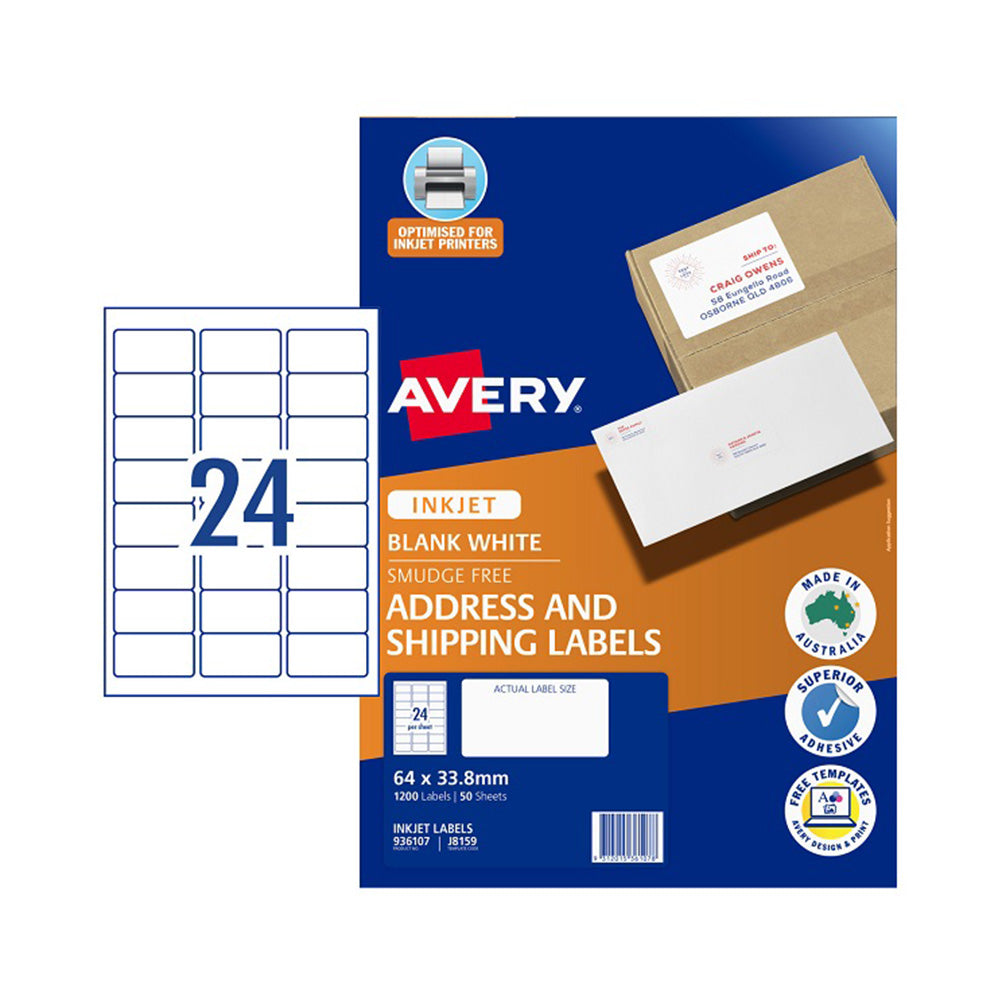 Avery Quick Peel Inkjet adressering av etikett 50pcs