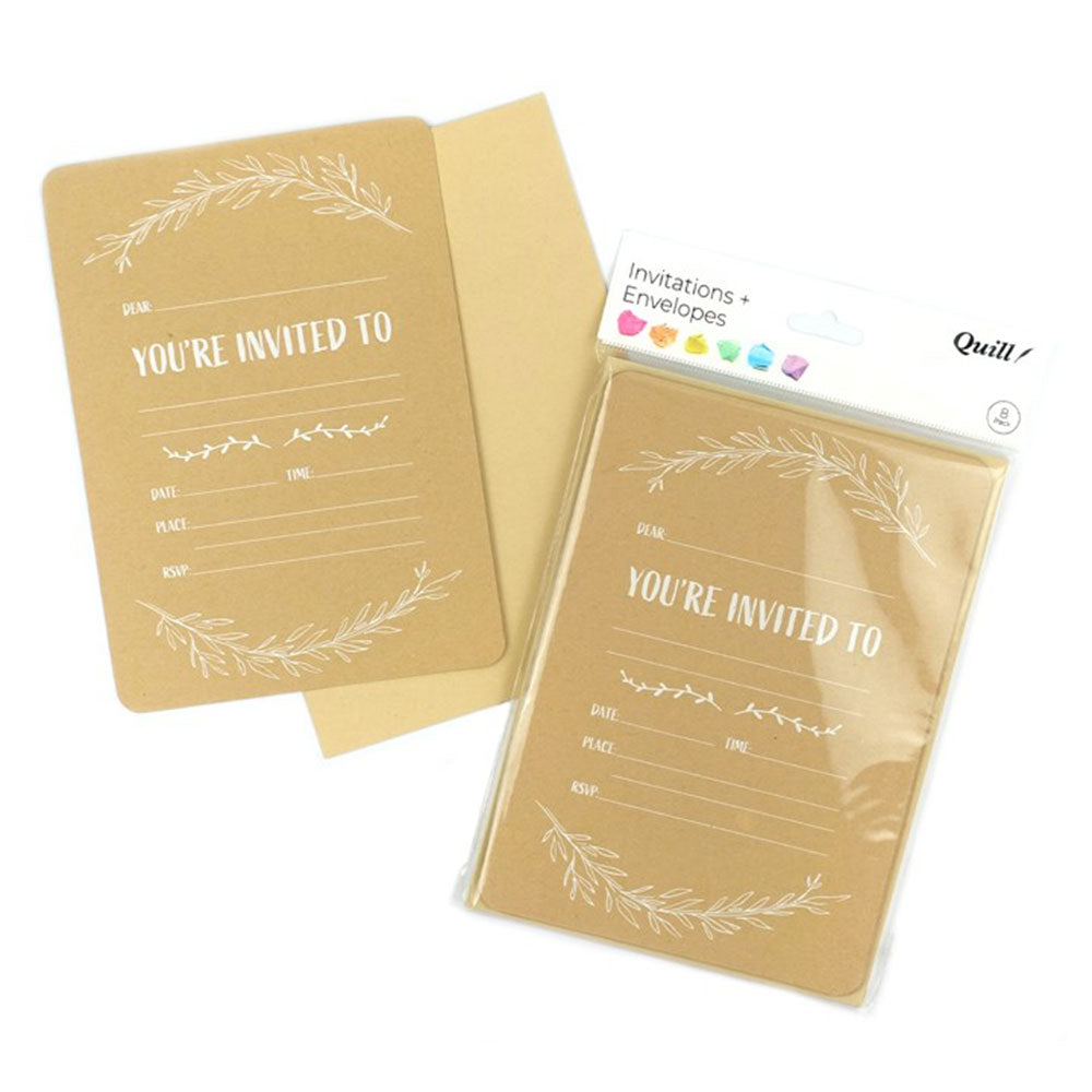 Quill Invitation Card & Convolut 25x175mm 8pk