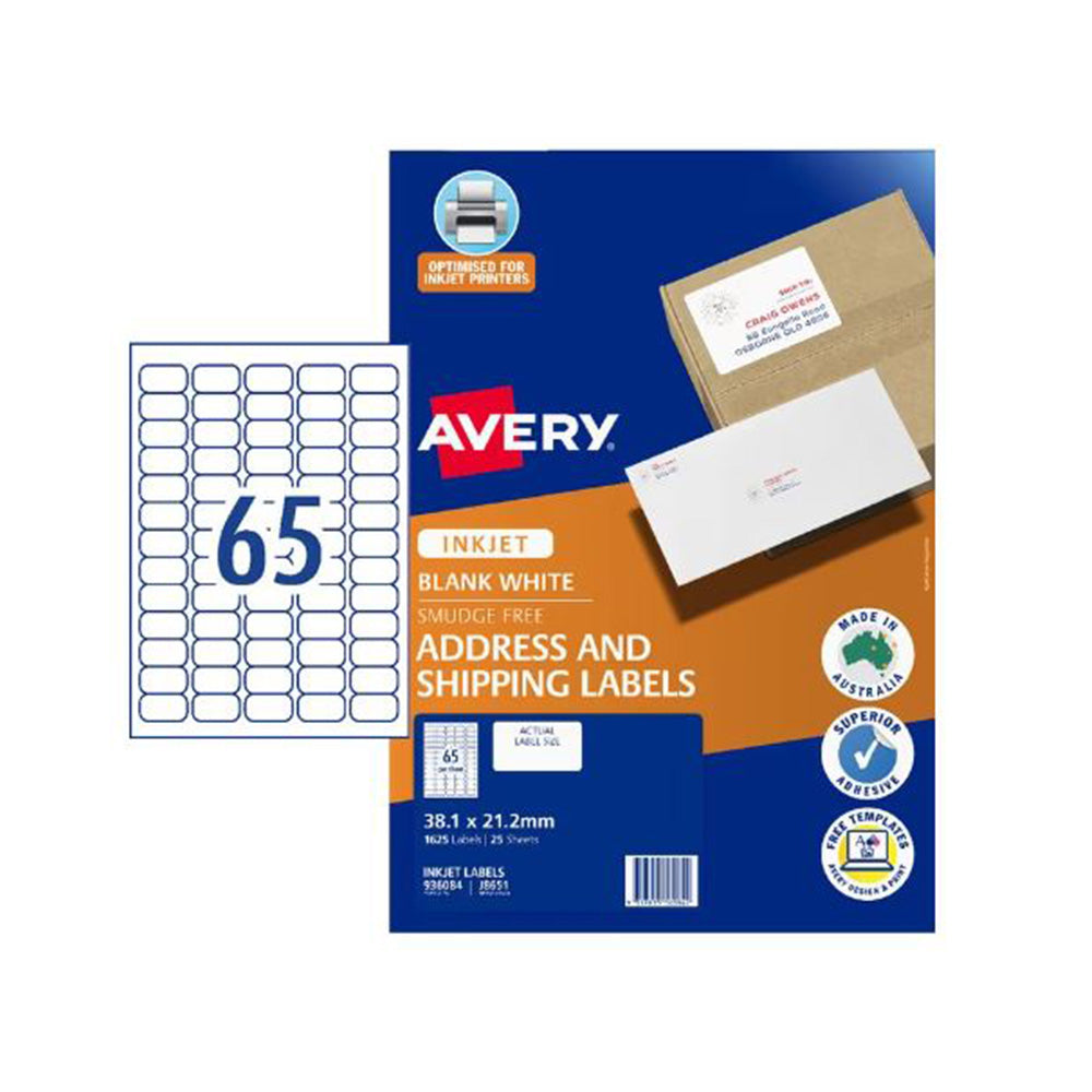 Rótulo de endereço a jato de tinta Avery 25pcs