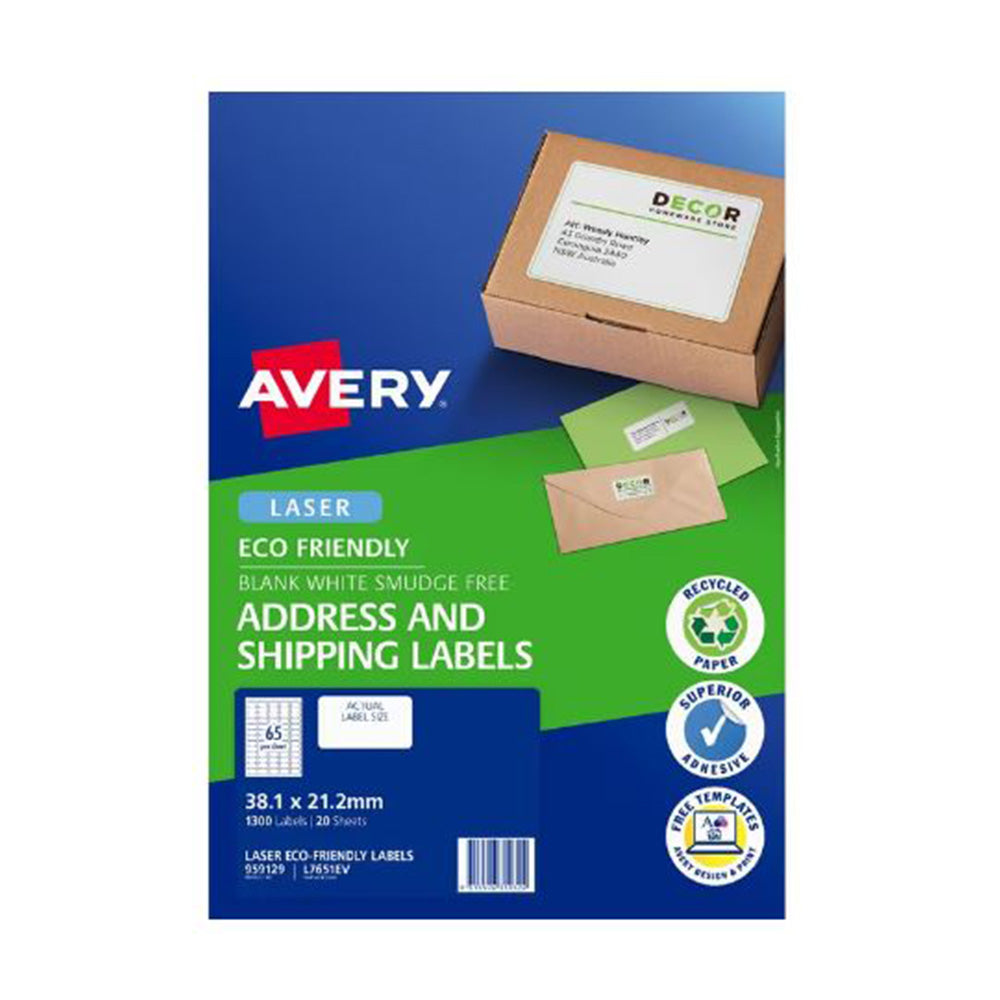 Avery Laser ECO Friendly Shipping Etichetta 20pcs