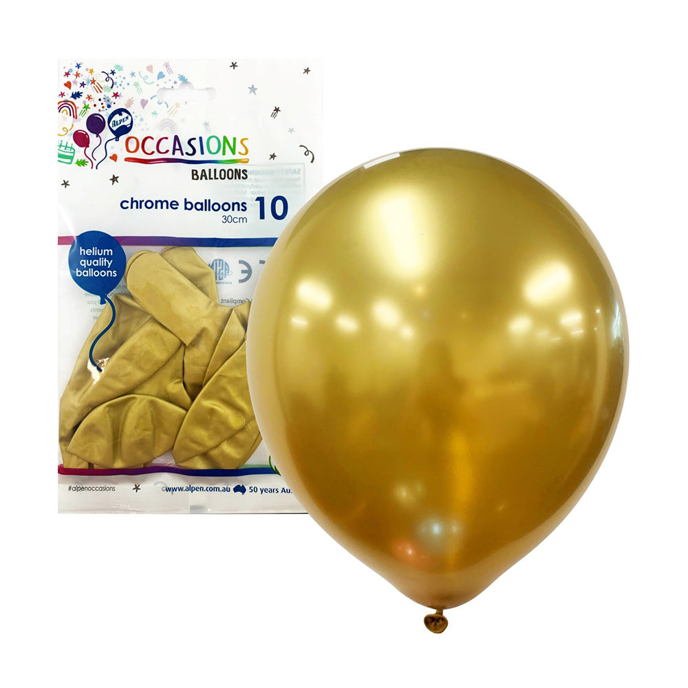 Alpen Chrome Balloons 30 cm (pakke med 10)