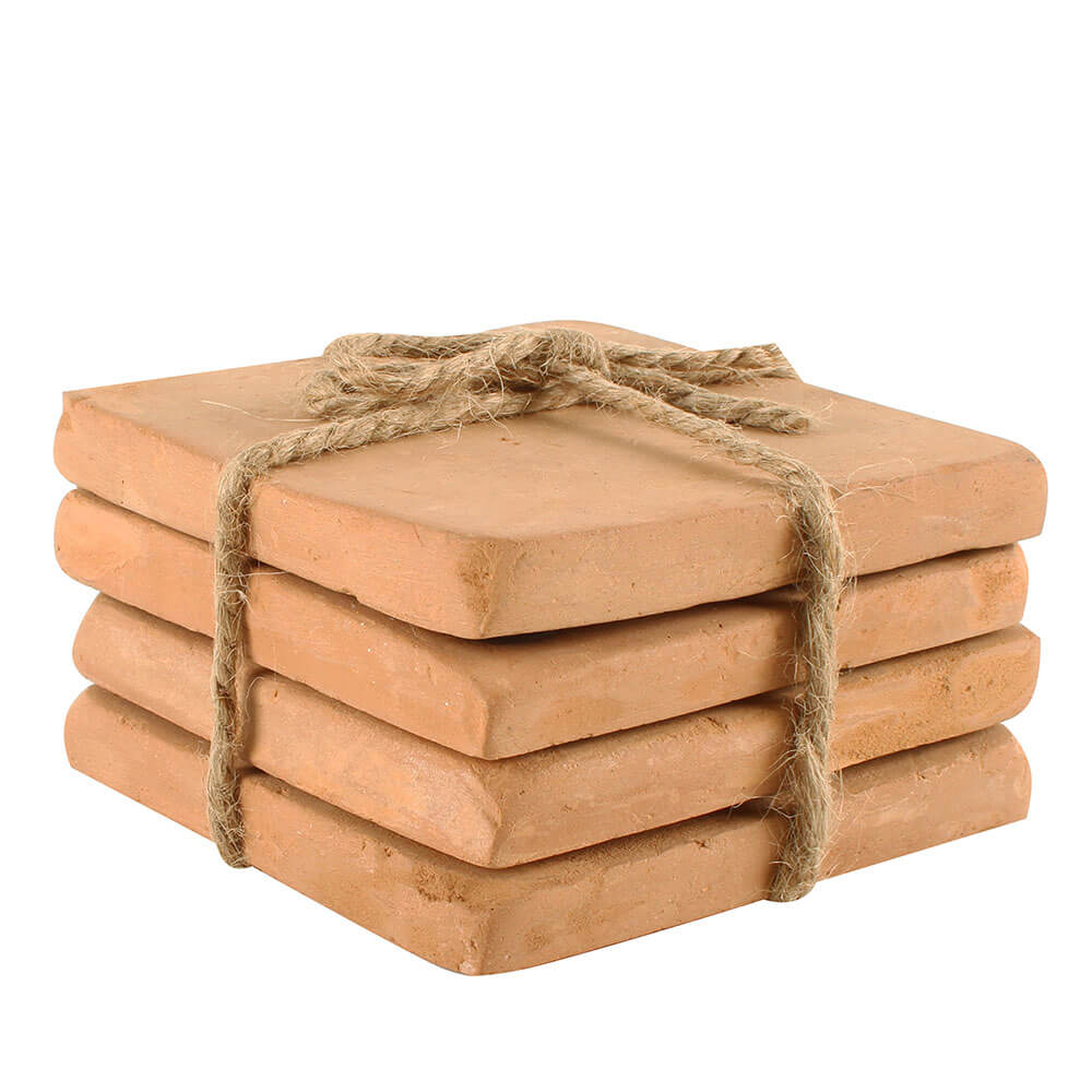 Caharin Terracotta Coasters med stoppere Set på 4