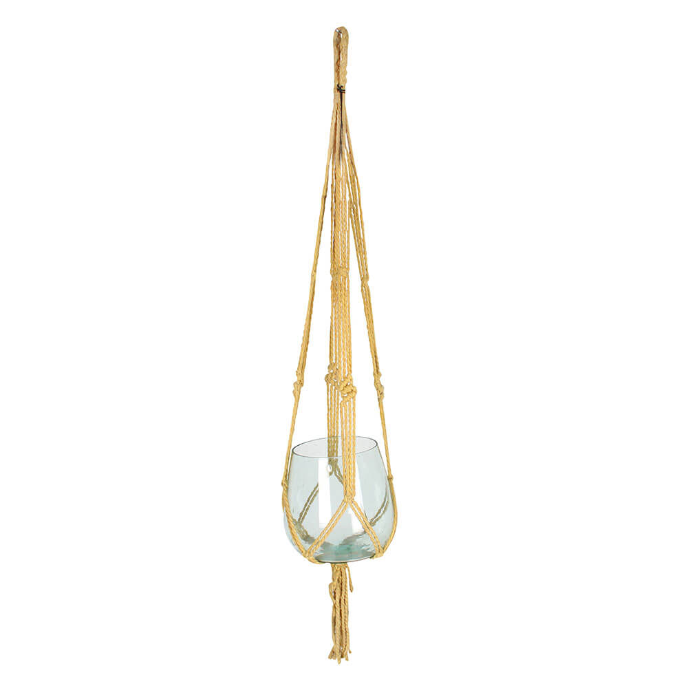 Pot Plant Hanger met glazen vaas (2 Asst.) 100 cm