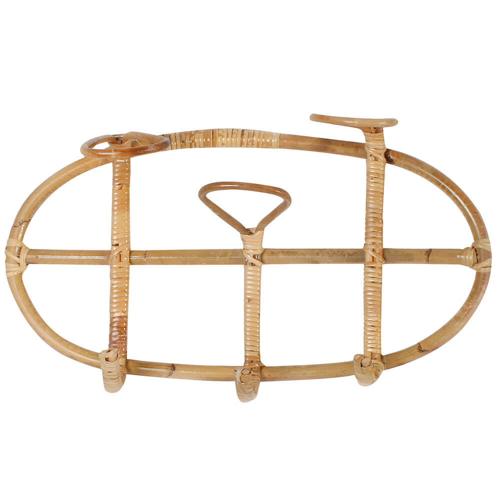 Sampa 3 Hook Rattan Wall Coat Rack (41x21cm)