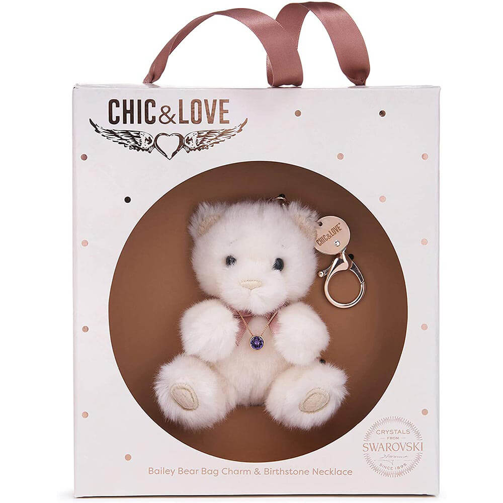 Chique e amor Bailey Bear Bag charme e colar