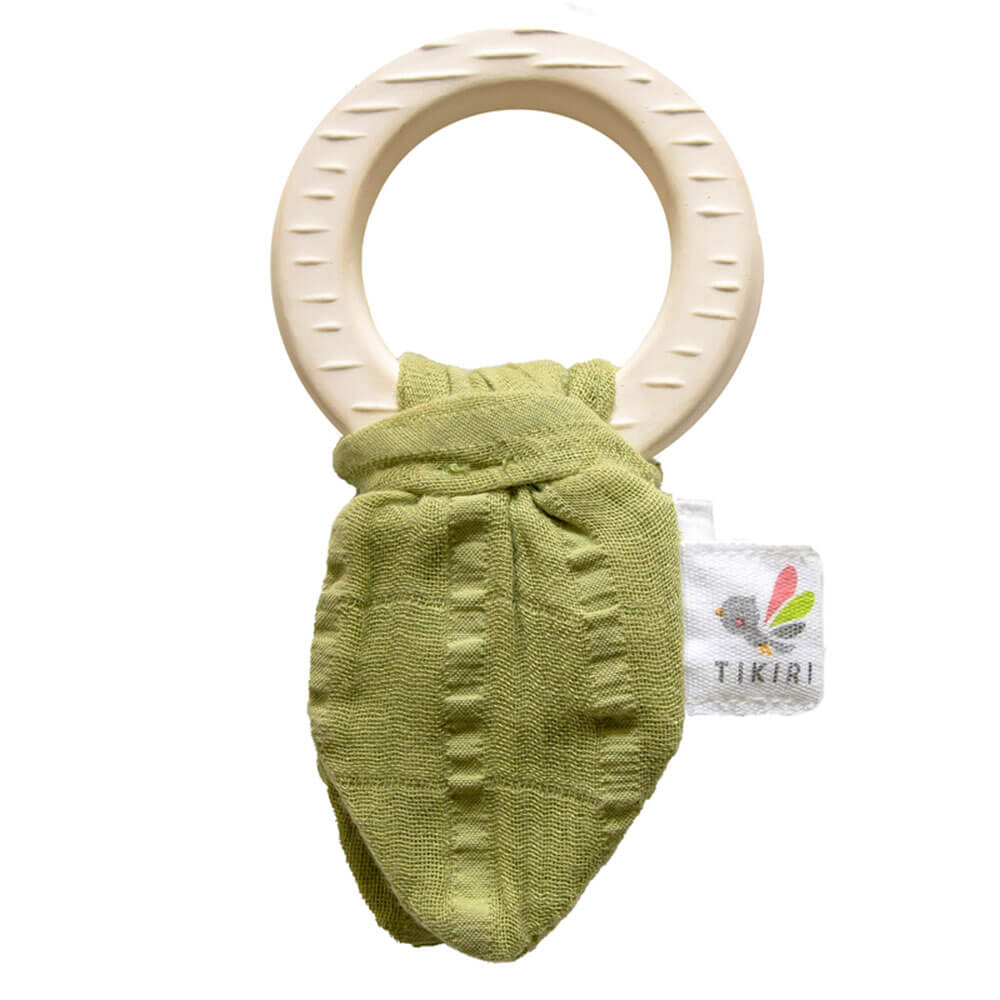 Teether in gomma naturale tikiri con cravatta mussola