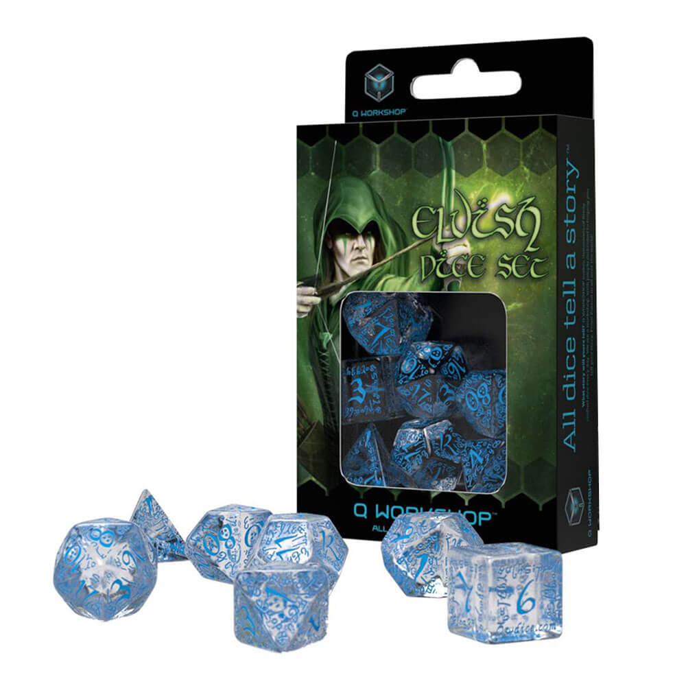 Q Workshop Elvish Dice Translucent Set på 7