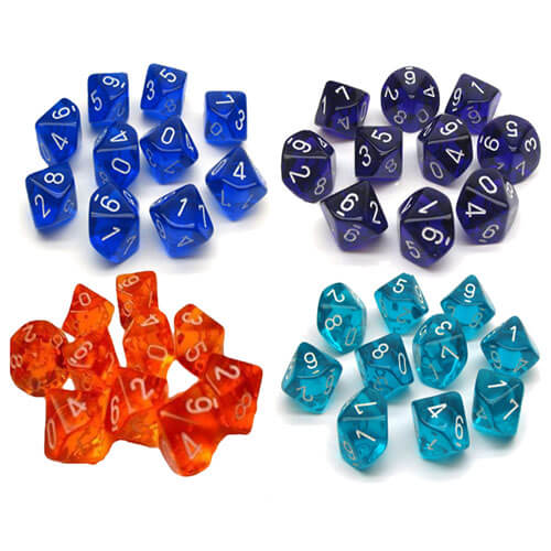 Chessex D10 Polyhedral 10-Die Translucent Set