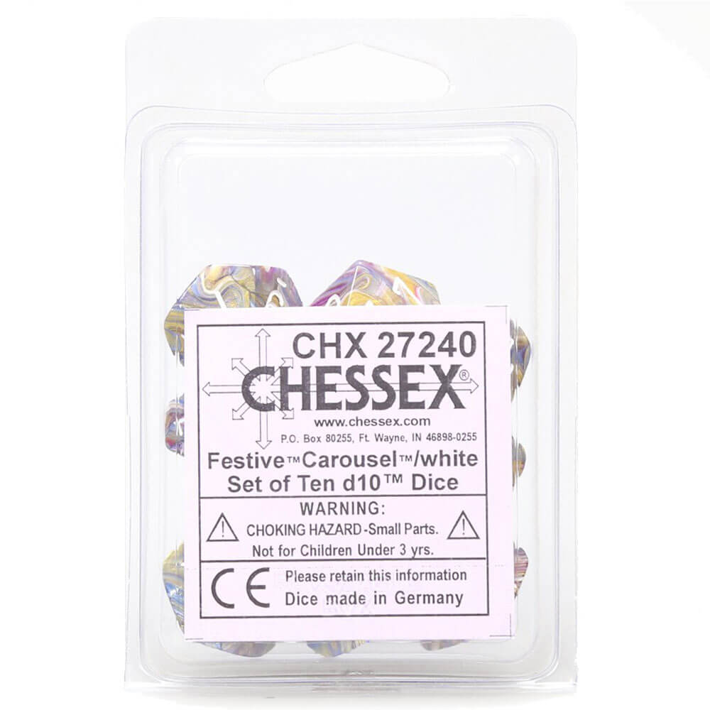 Chessex D10 Polyhedral 10-die festlig uppsättning