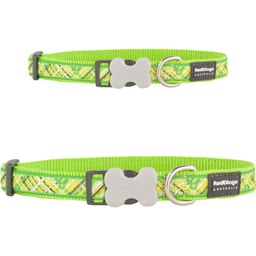 Dog Collar with Flanno Design (Lime Green)