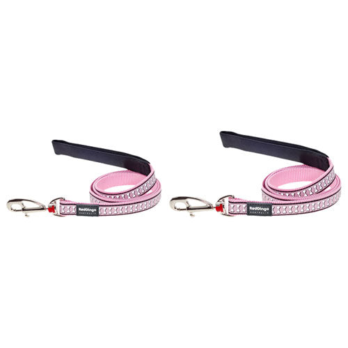 Reflective Bones Dog Lead (Pink)