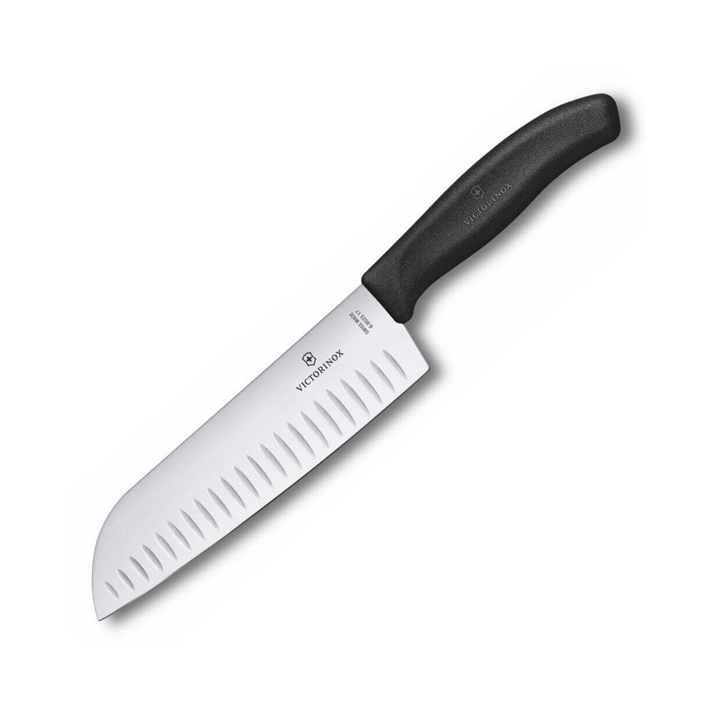 Rillet bredt blad Santoku Knife 17cm (svart)